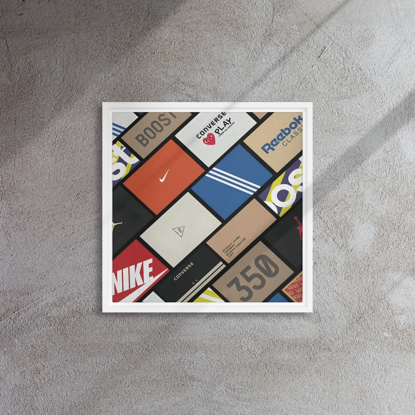 Sneaker Showcase: The Ultimate Brand Collage Framed Canvas