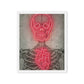 Neon Anatomy: Red-Lit Skeleton with Heart and Skull Highlights