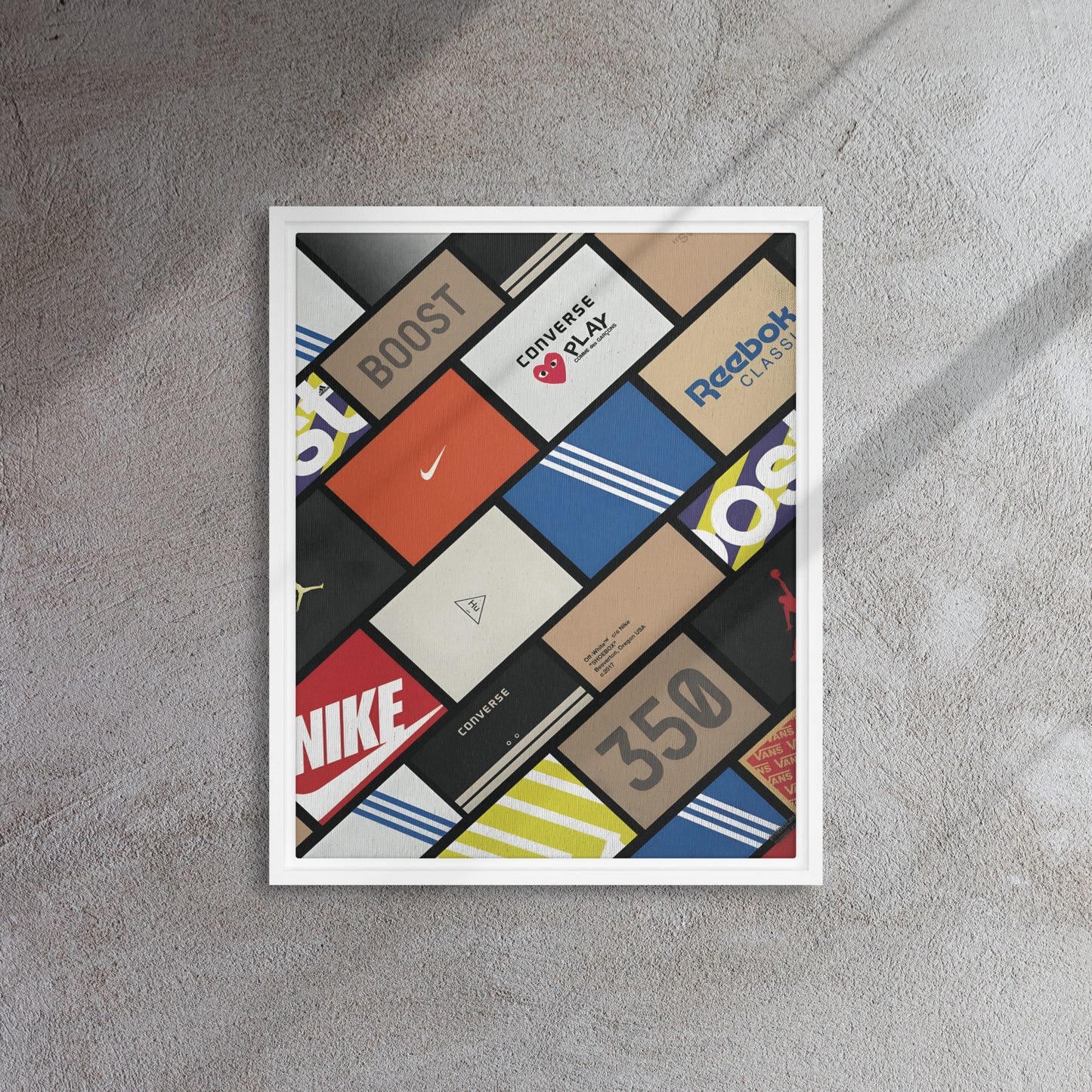 Sneaker Showcase: The Ultimate Brand Collage Framed Canvas