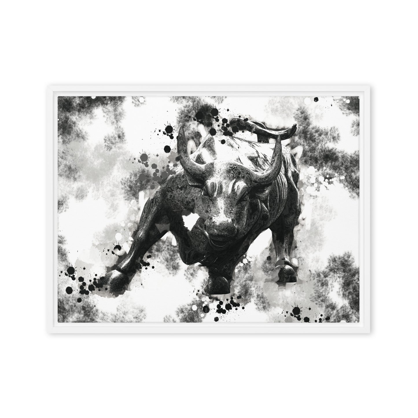 Wall Street's Finest: Majestic Framed Wall Art Canvas of the Bull's Power and Prosperity - KingKanvas