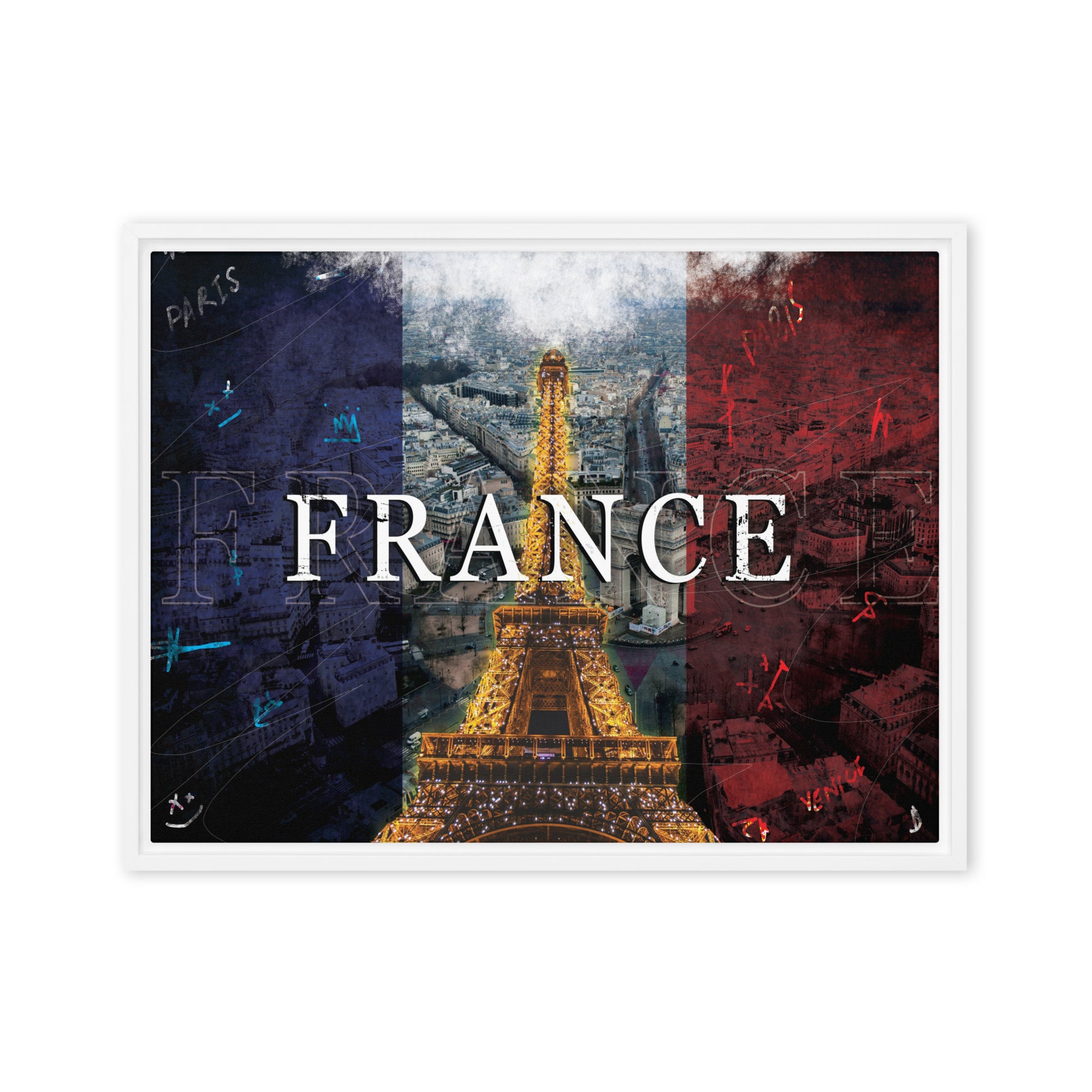 French Splendor: Eiffel Tower in Vibrant Colors - Framed Wall Art Canvas - KingKanvas
