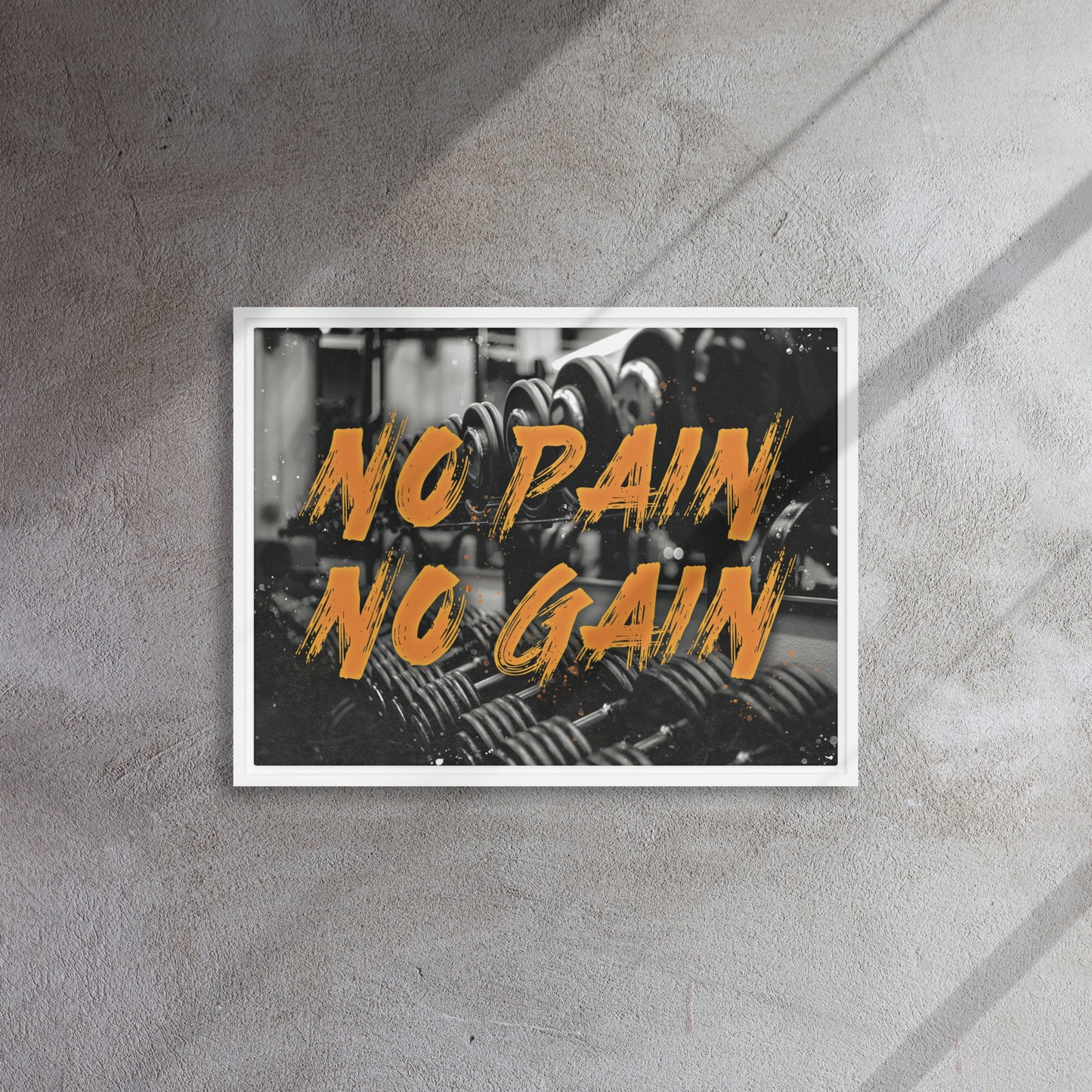 Embrace the Challenge: No Pain, No Gain - Framed Gym-Themed Wall Art Canvas - KingKanvas