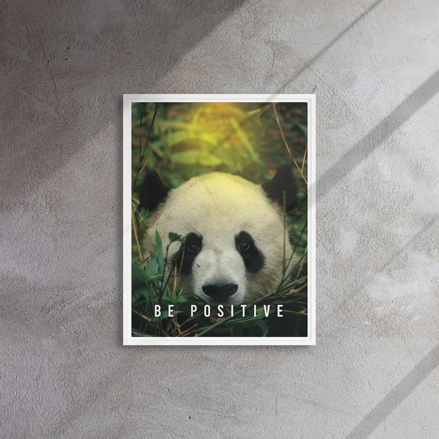 Tranquil Reflections: Be Positive - Panda Framed Affirmations Canvas - KingKanvas