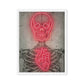 Neon Anatomy: Red-Lit Skeleton with Heart and Skull Highlights
