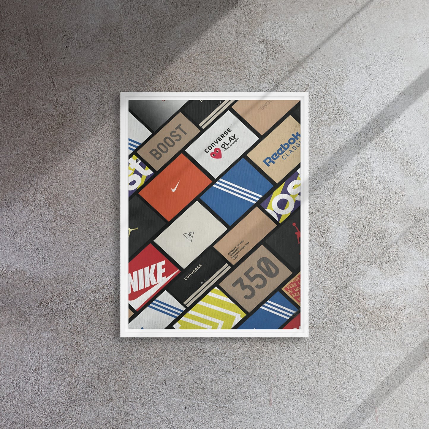 Sneaker Showcase: The Ultimate Brand Collage Framed Canvas