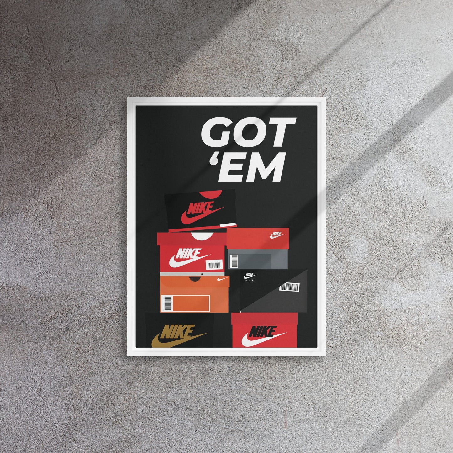 Sneaker Victory: 'Got 'Em' Nike Box Stack Framed Canvas