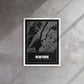 Manhattan Monochrome: Framed New York City Map Canvas