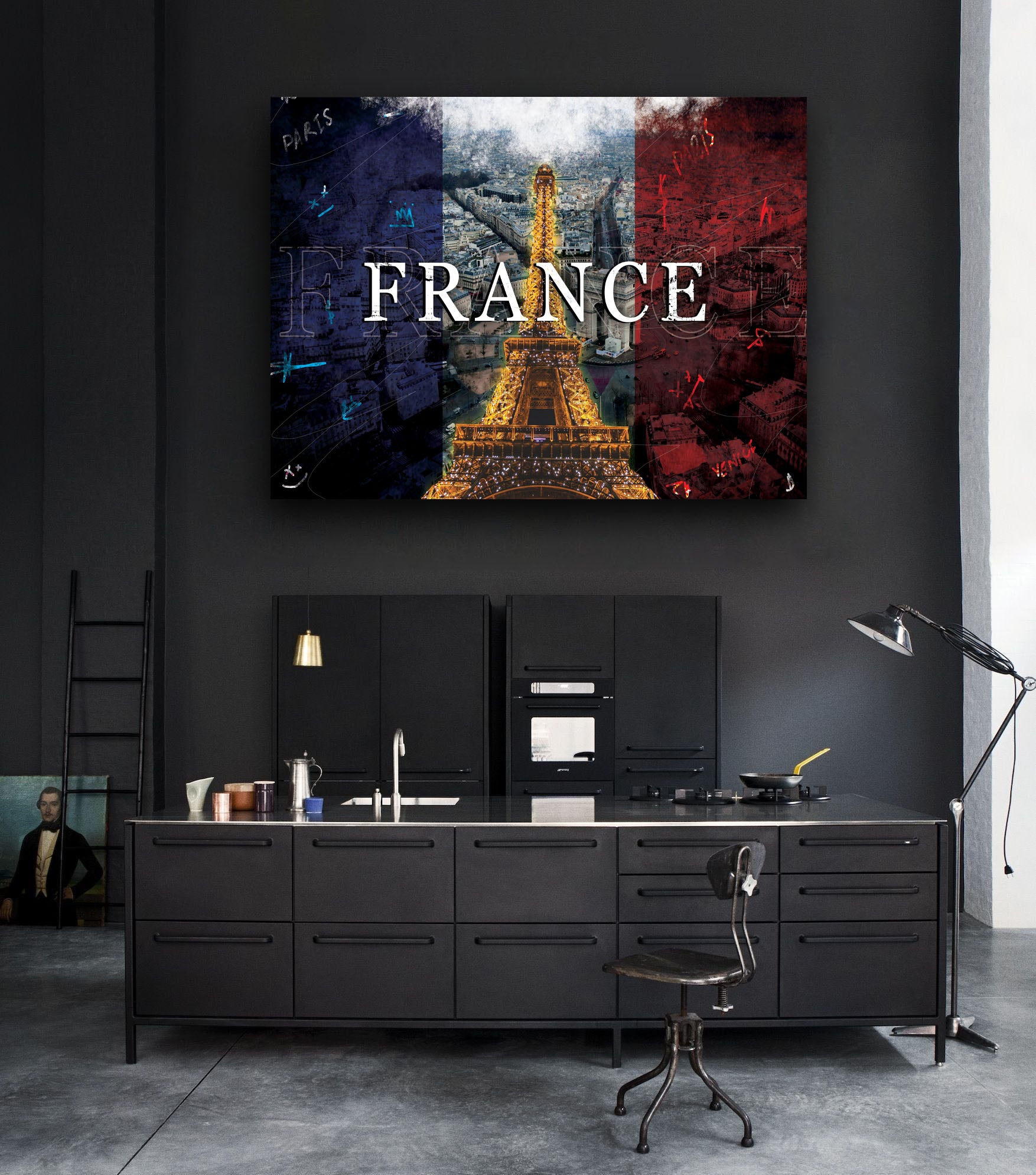 French Splendor: Eiffel Tower in Vibrant Colors - Framed Wall Art Canvas - KingKanvas