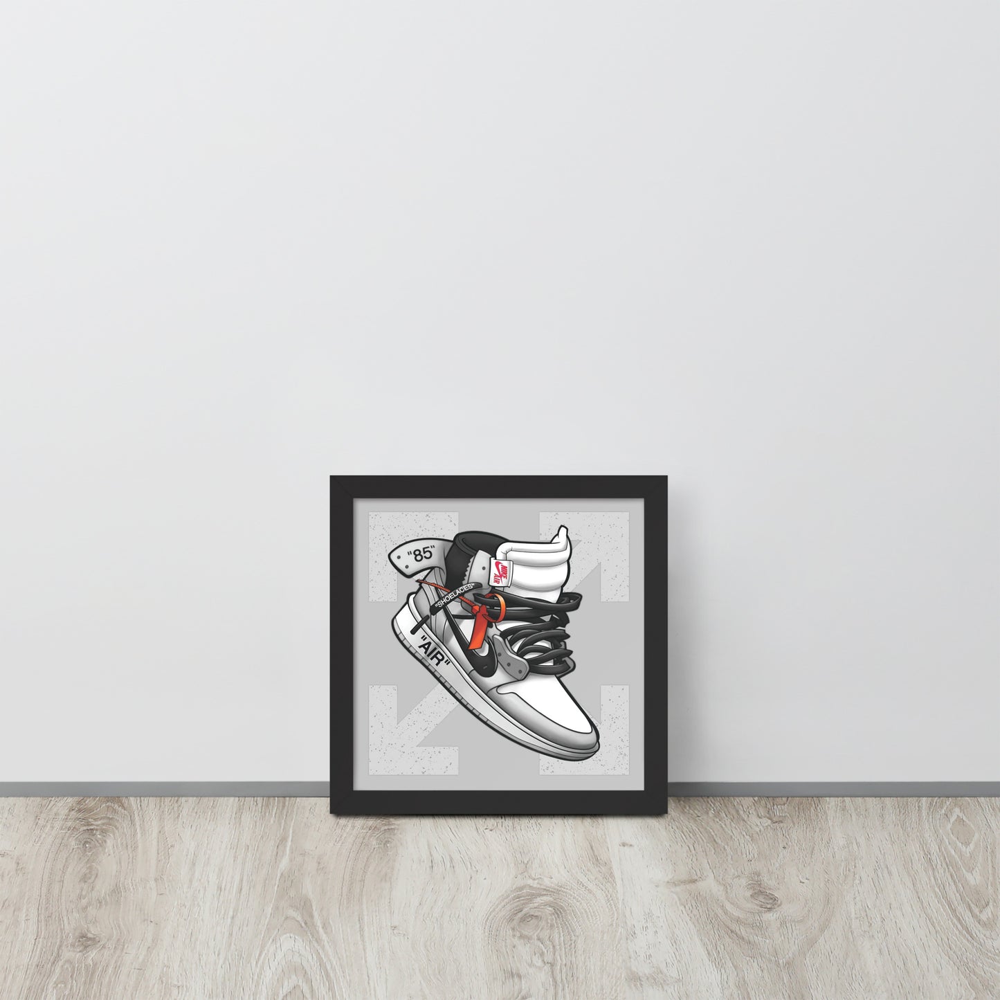 Timeless Elegance: Grey and White Nike Air Jordan 1 Framed Poster - KingKanvas