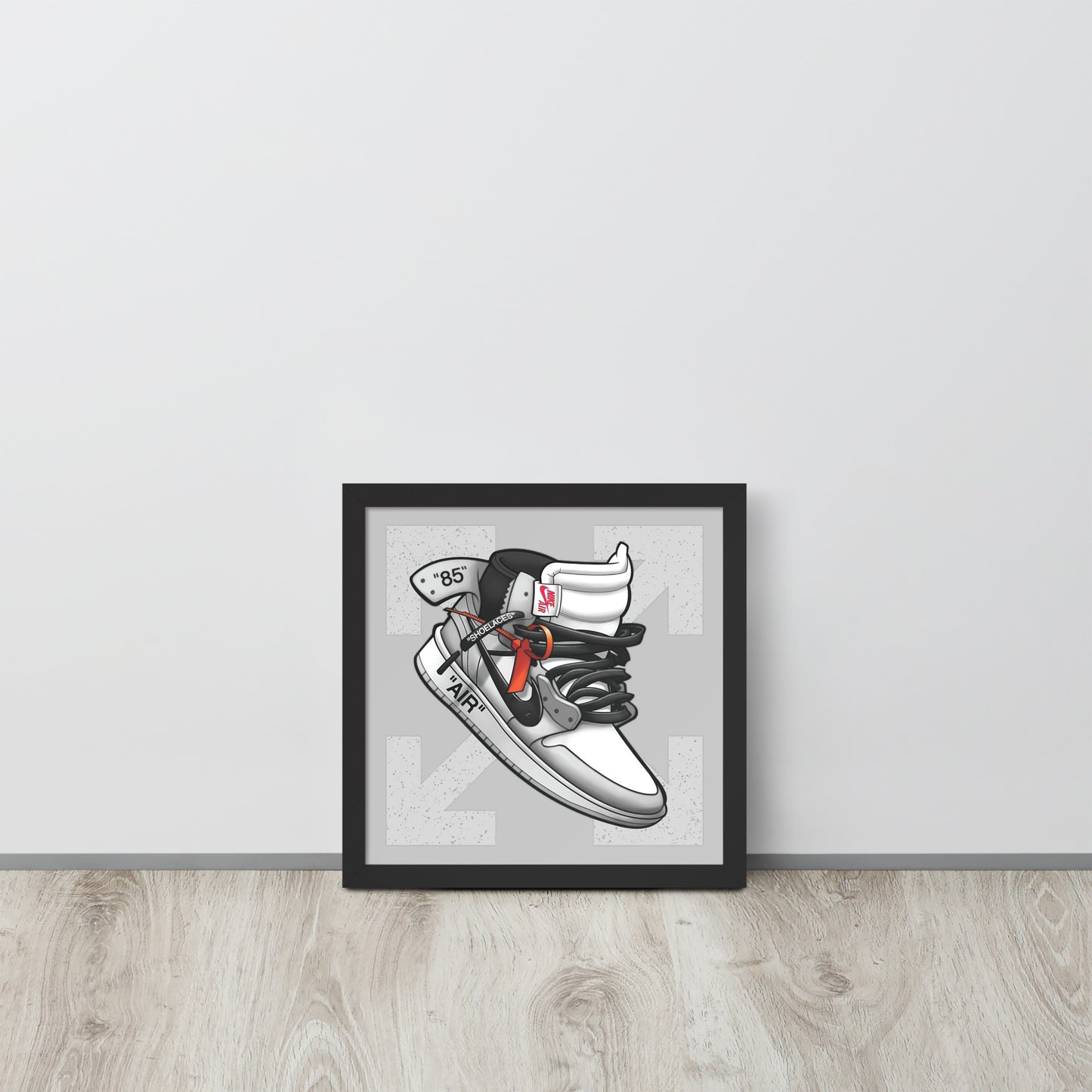 Timeless Elegance: Grey and White Nike Air Jordan 1 Framed Poster - KingKanvas