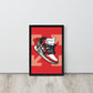 Legendary Elegance: Red & White Off-White Air Jordan 1 Framed Poster - KingKanvas