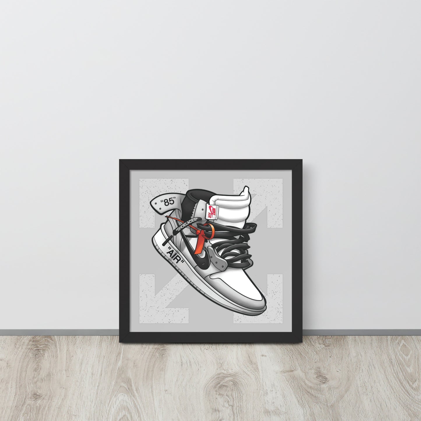 Timeless Elegance: Grey and White Nike Air Jordan 1 Framed Poster - KingKanvas