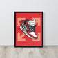 Legendary Elegance: Red & White Off-White Air Jordan 1 Framed Poster - KingKanvas