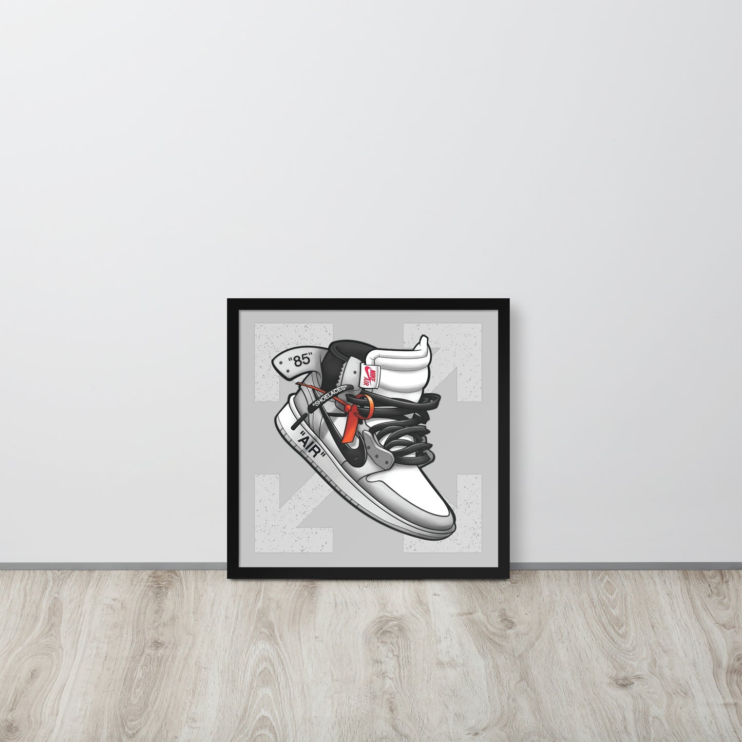 Timeless Elegance: Grey and White Nike Air Jordan 1 Framed Poster - KingKanvas