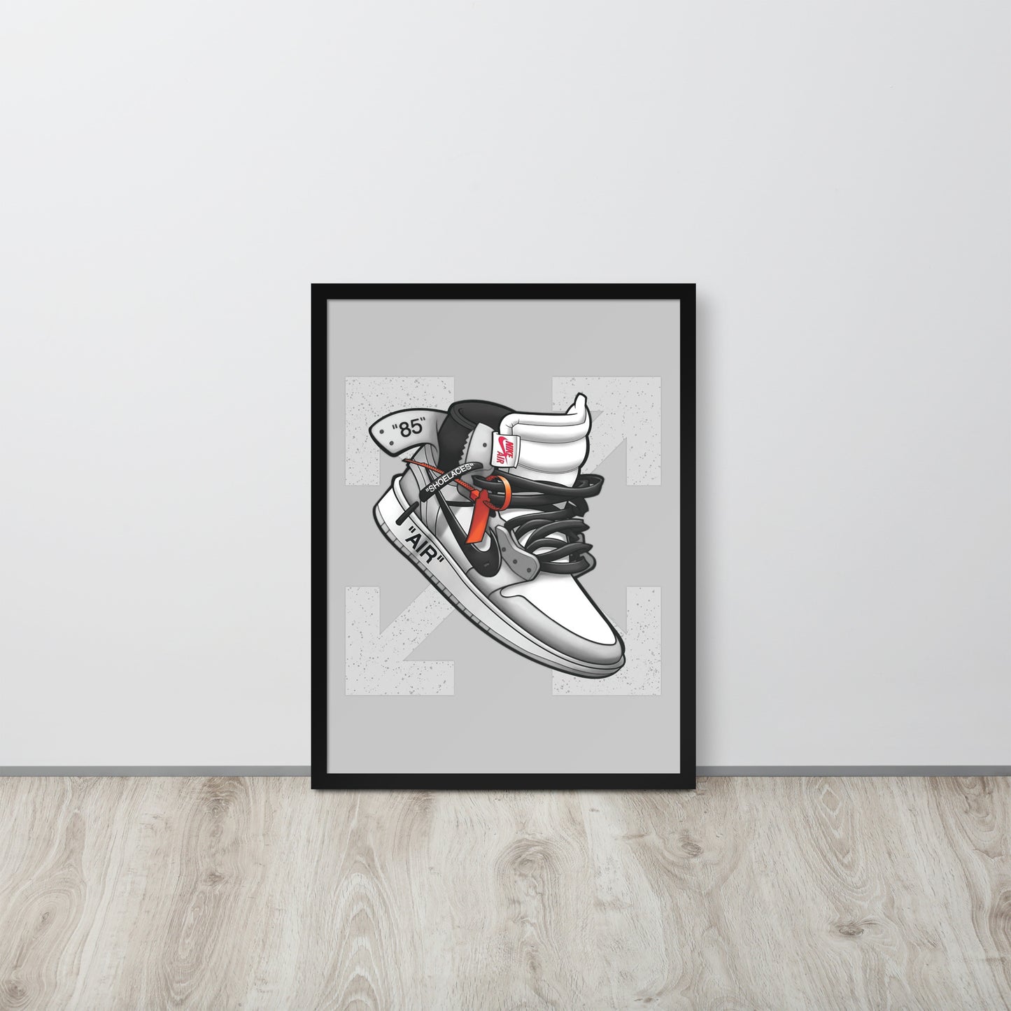 Timeless Elegance: Grey and White Nike Air Jordan 1 Framed Poster - KingKanvas