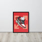 Legendary Elegance: Red & White Off-White Air Jordan 1 Framed Poster - KingKanvas