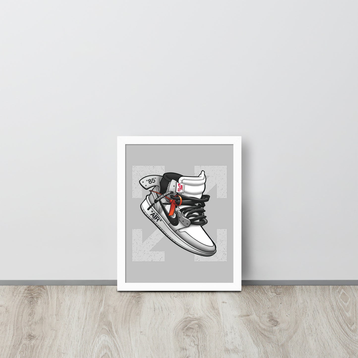 Timeless Elegance: Grey and White Nike Air Jordan 1 Framed Poster - KingKanvas