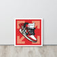 Legendary Elegance: Red & White Off-White Air Jordan 1 Framed Poster - KingKanvas