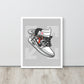 Timeless Elegance: Grey and White Nike Air Jordan 1 Framed Poster - KingKanvas
