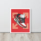 Legendary Elegance: Red & White Off-White Air Jordan 1 Framed Poster - KingKanvas
