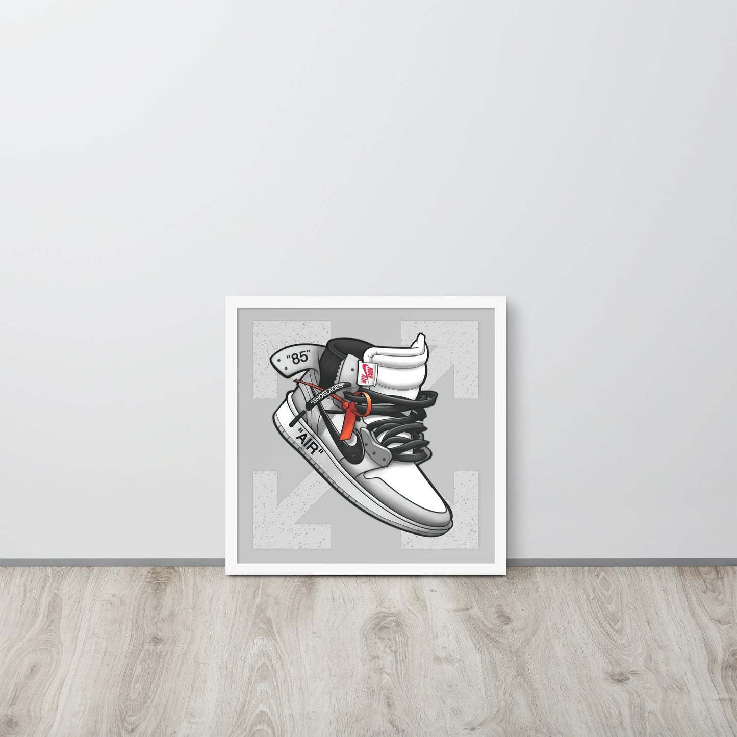 Timeless Elegance: Grey and White Nike Air Jordan 1 Framed Poster - KingKanvas