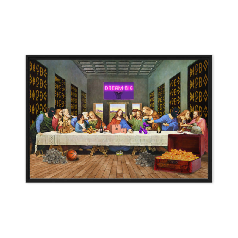 The Ultimate Gathering: Urban Last Supper Framed Wall Art Canvas - KingKanvas