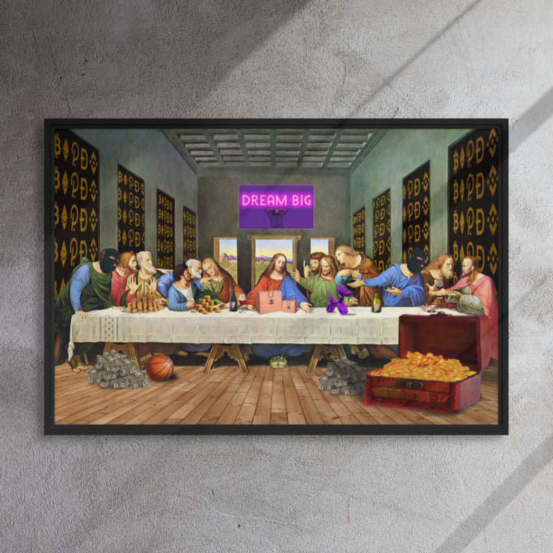 The Ultimate Gathering: Urban Last Supper Framed Wall Art Canvas - KingKanvas