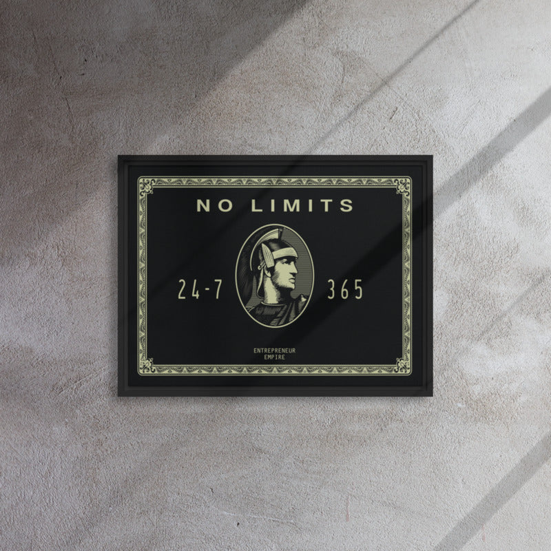 No Limits" Black American Express Card Framed Wall Canvas - Hustlers Edition - KingKanvas