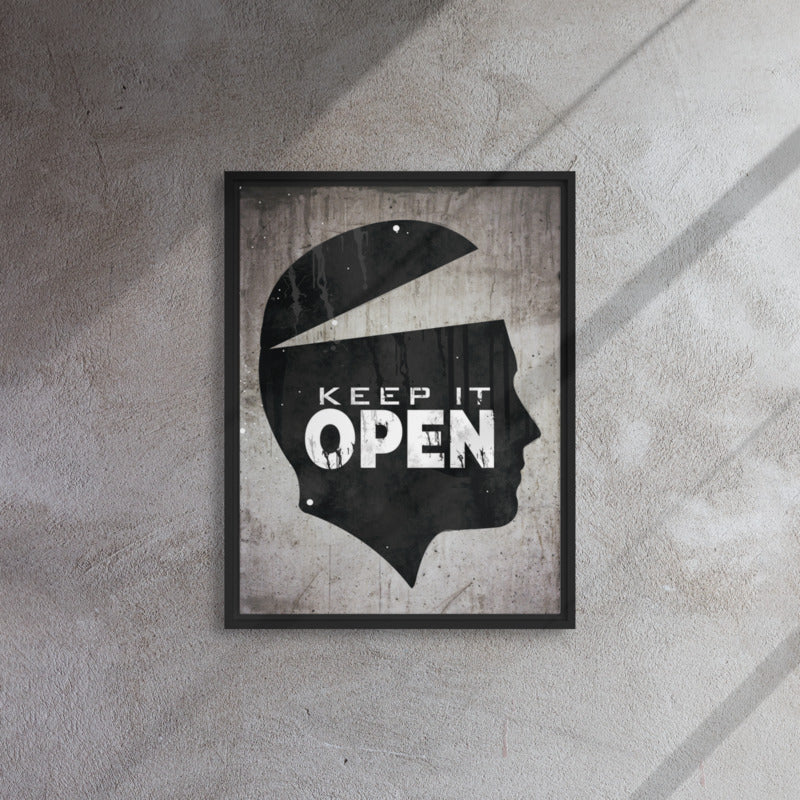 Framed Wall Canvas Decor With Inspiring Quote - "Keep It Open" - KingKanvas