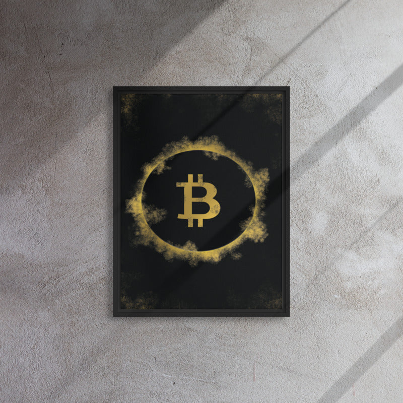 Framed Black & Gold Bitcoin Wall Art Canvas - KingKanvas