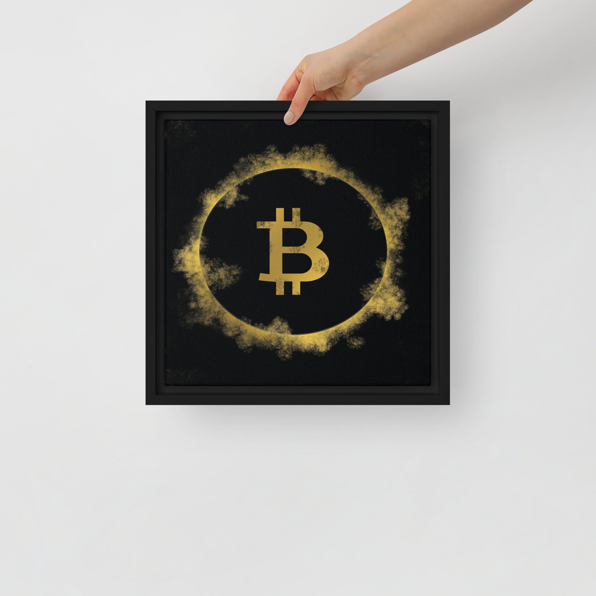 Framed Black & Gold Bitcoin Wall Art Canvas - KingKanvas