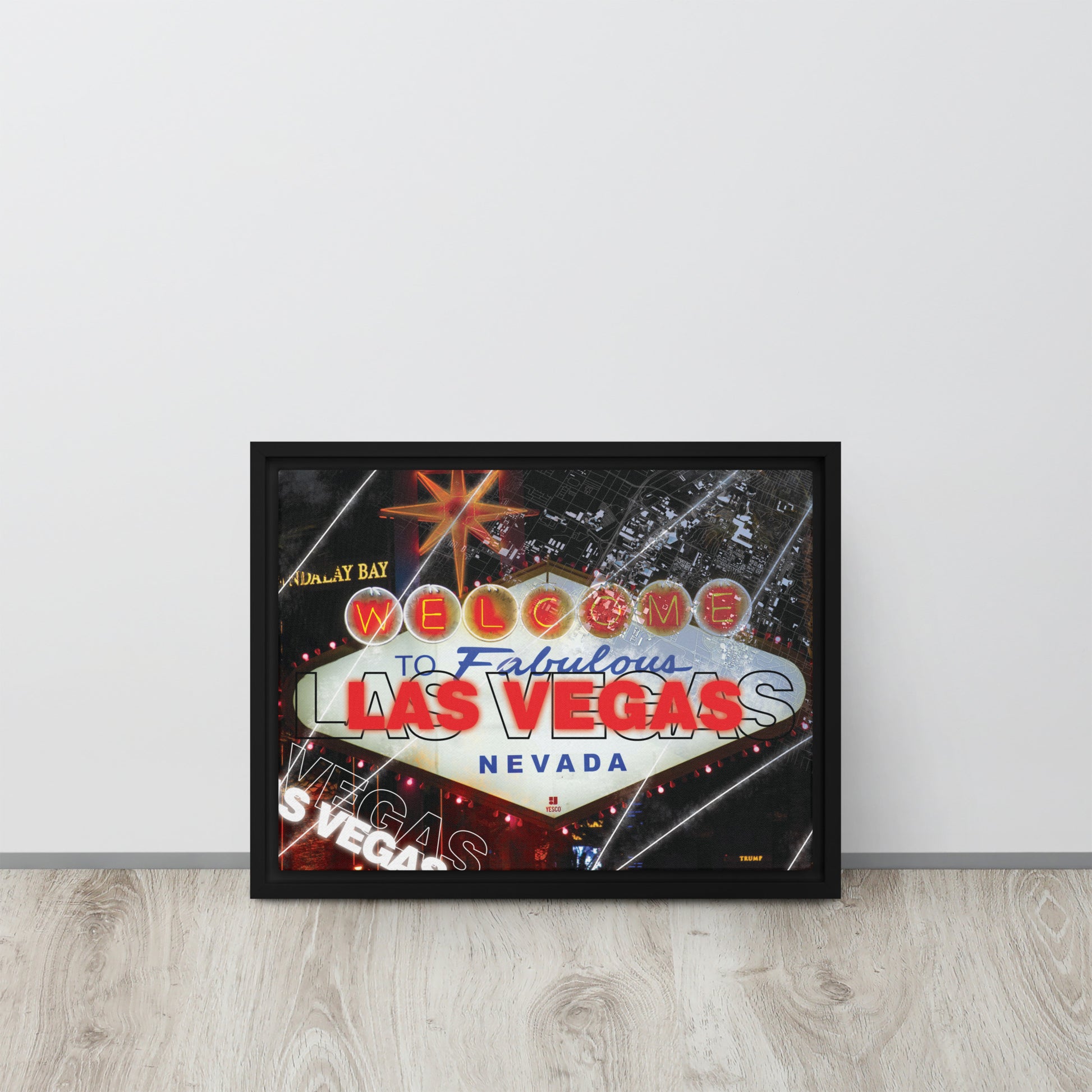 Framed Las Vegas Wall Art - Welcome to Las Vegas Sign Decor - Sin City Tourist Gift - KingKanvas