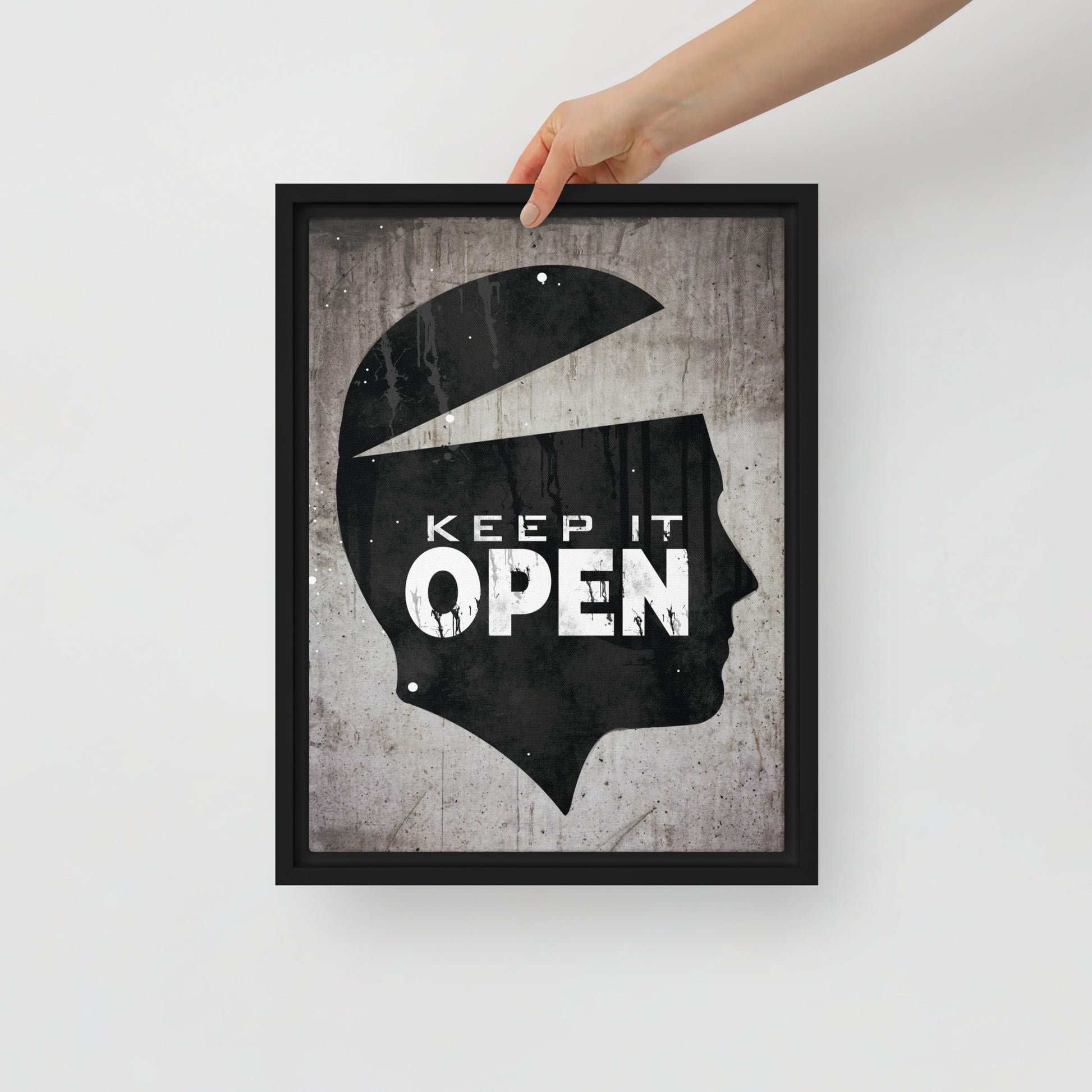 Framed Wall Canvas Decor With Inspiring Quote - "Keep It Open" - KingKanvas