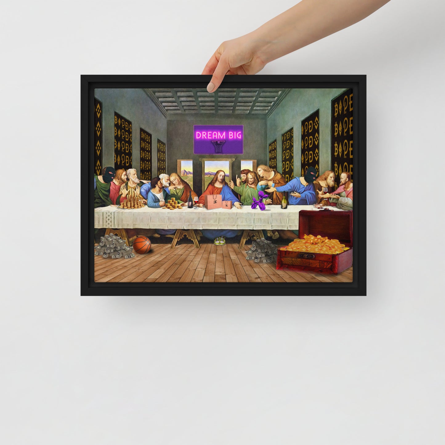 The Ultimate Gathering: Urban Last Supper Framed Wall Art Canvas - KingKanvas
