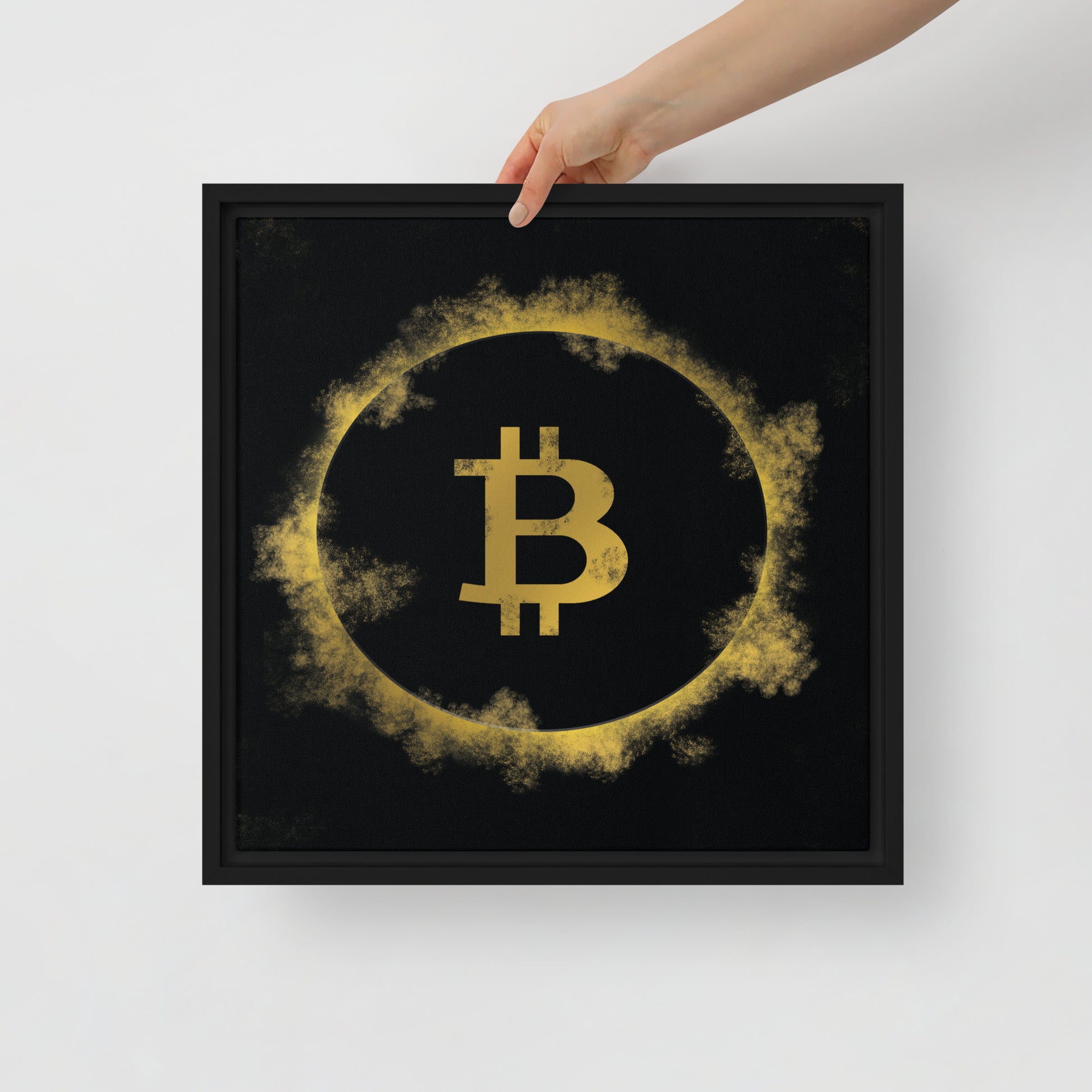 Framed Black & Gold Bitcoin Wall Art Canvas - KingKanvas