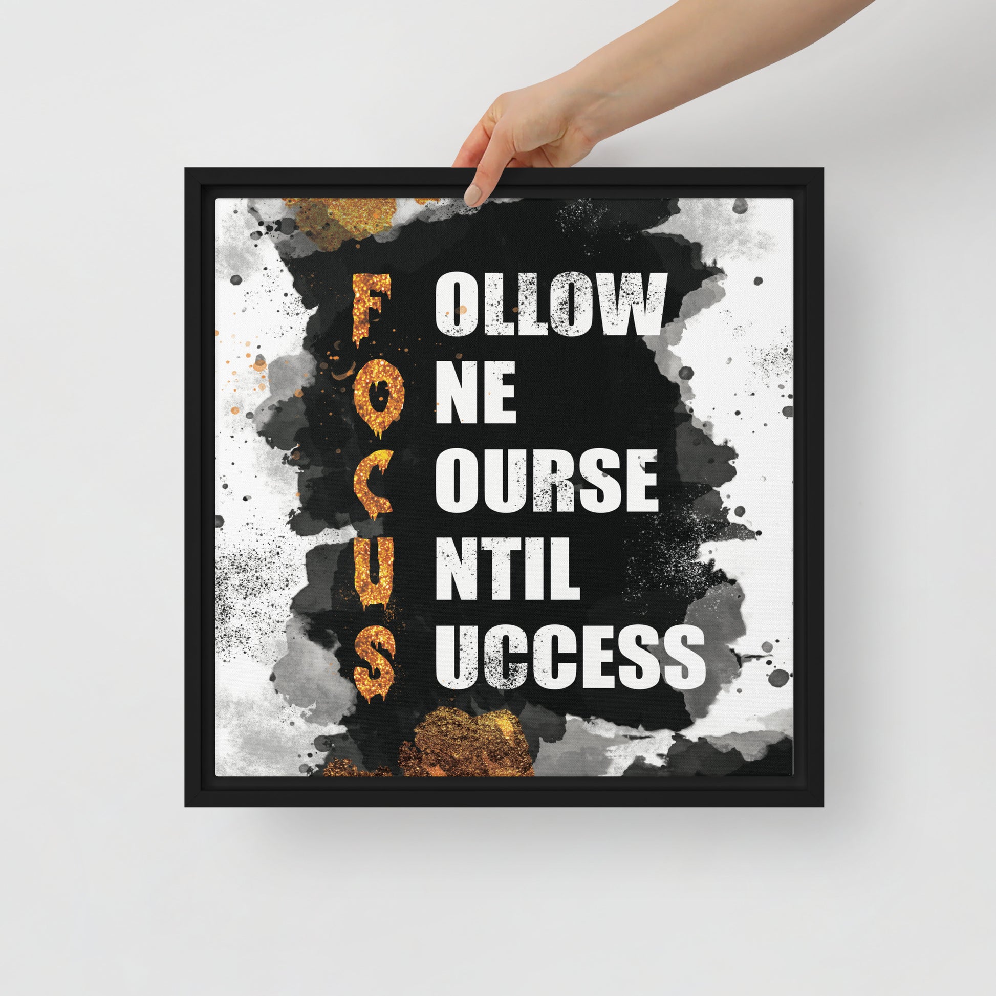Framed Canvas Wall Art: FOCUS - Follow One Course Until Success - KingKanvas