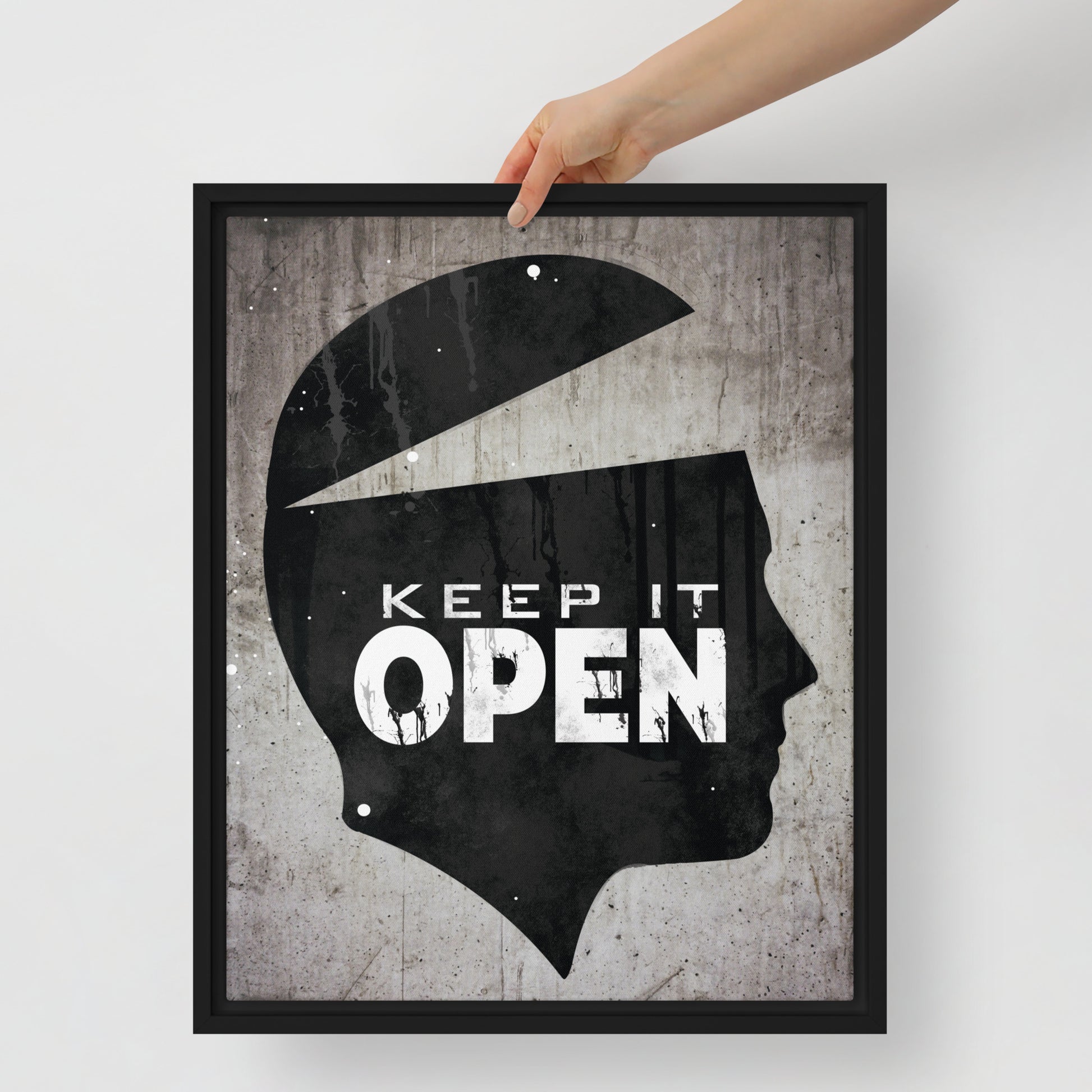 Framed Wall Canvas Decor With Inspiring Quote - "Keep It Open" - KingKanvas