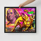 The Iconic Duo: Benjamin Franklin and the Bull of Wall Street Framed Canvas - KingKanvas