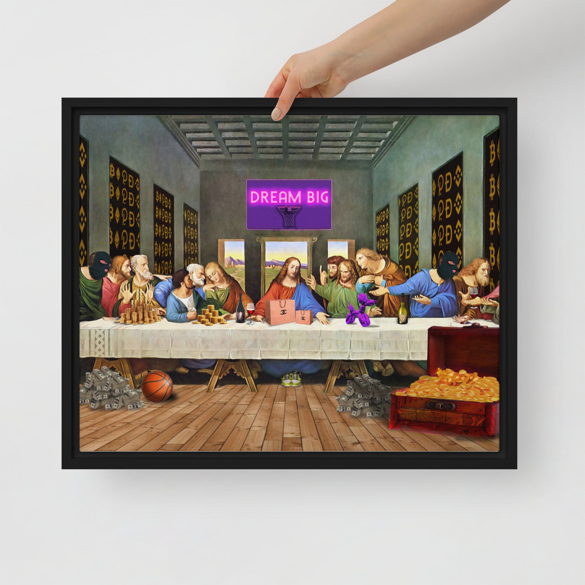 The Ultimate Gathering: Urban Last Supper Framed Wall Art Canvas - KingKanvas