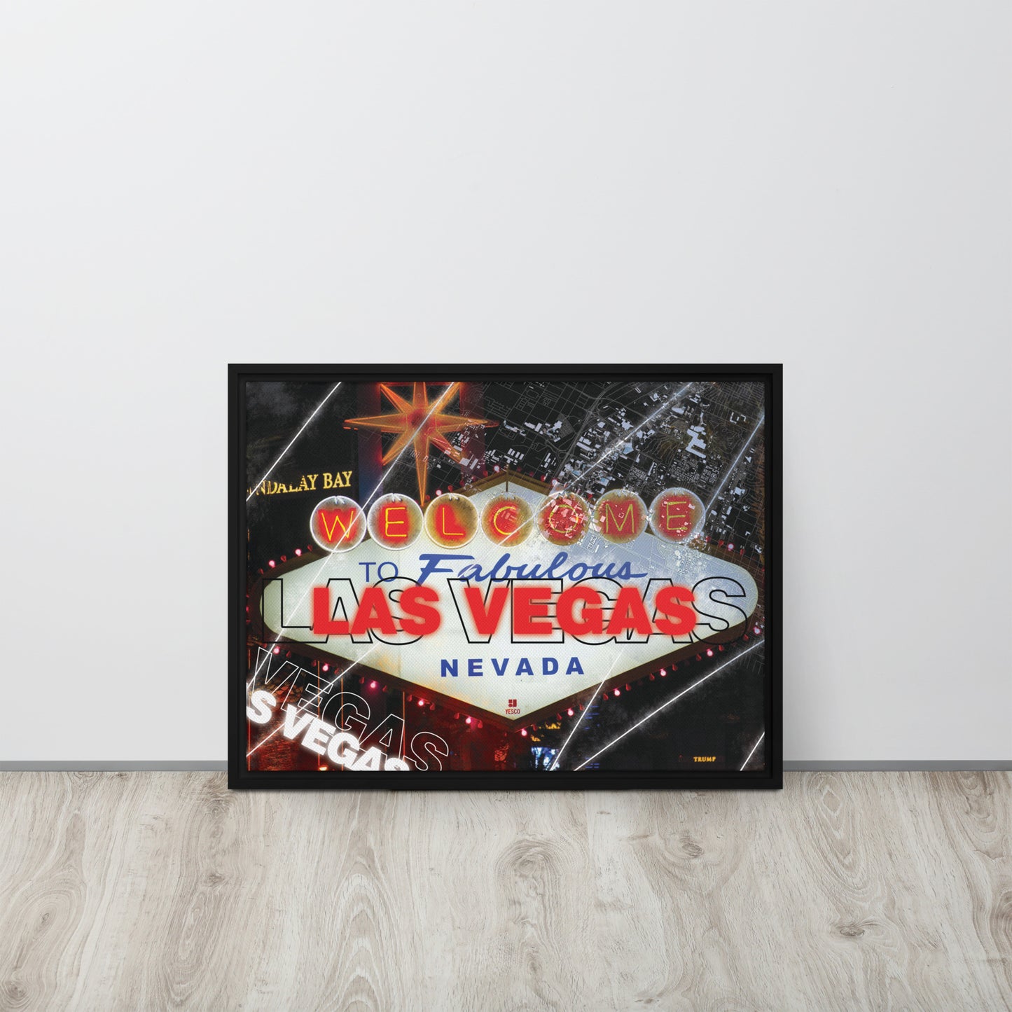 Framed Las Vegas Wall Art - Welcome to Las Vegas Sign Decor - Sin City Tourist Gift - KingKanvas