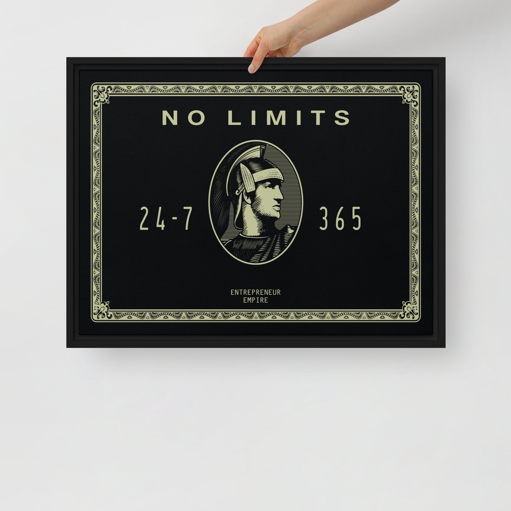 No Limits" Black American Express Card Framed Wall Canvas - Hustlers Edition - KingKanvas