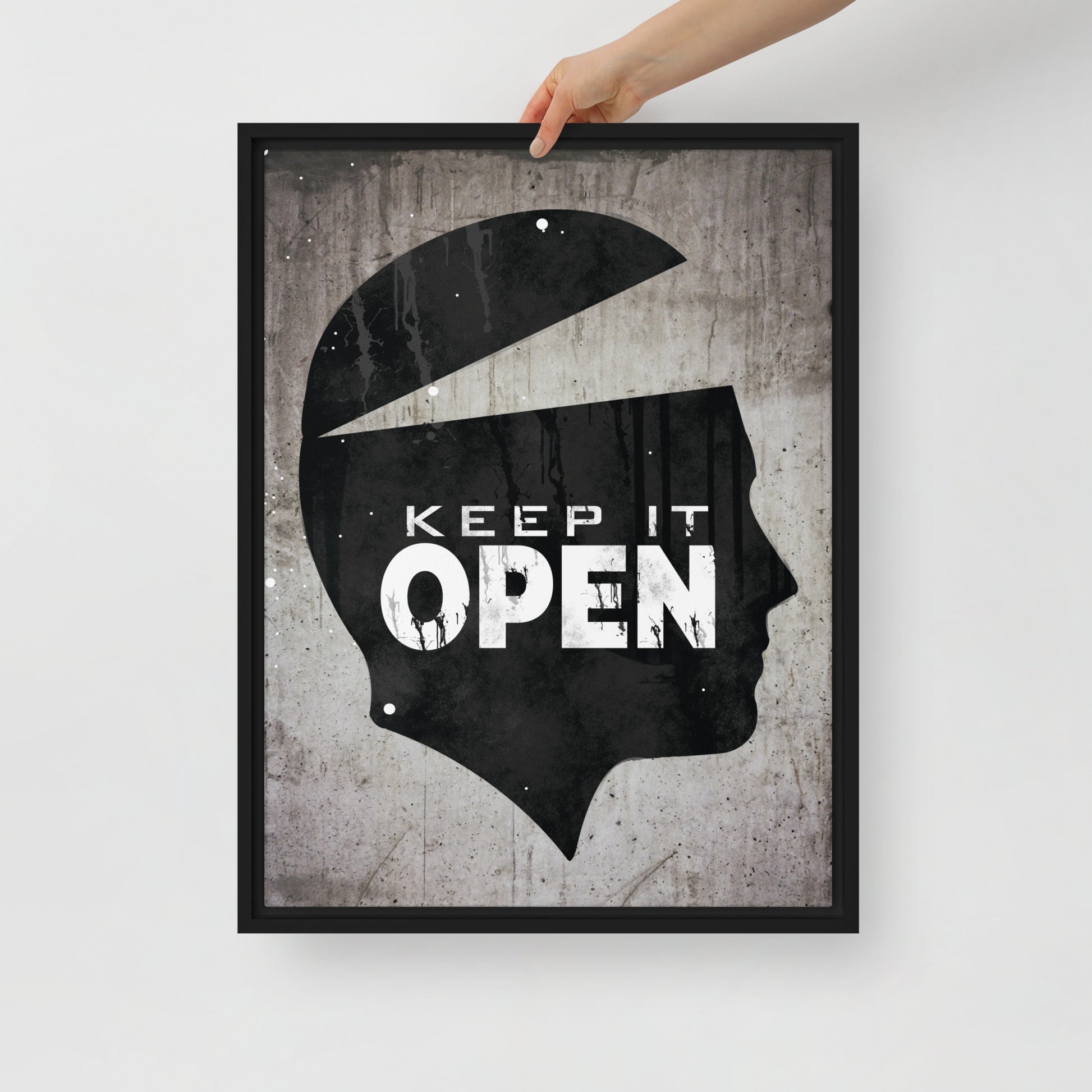 Framed Wall Canvas Decor With Inspiring Quote - "Keep It Open" - KingKanvas