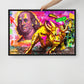 The Iconic Duo: Benjamin Franklin and the Bull of Wall Street Framed Canvas - KingKanvas