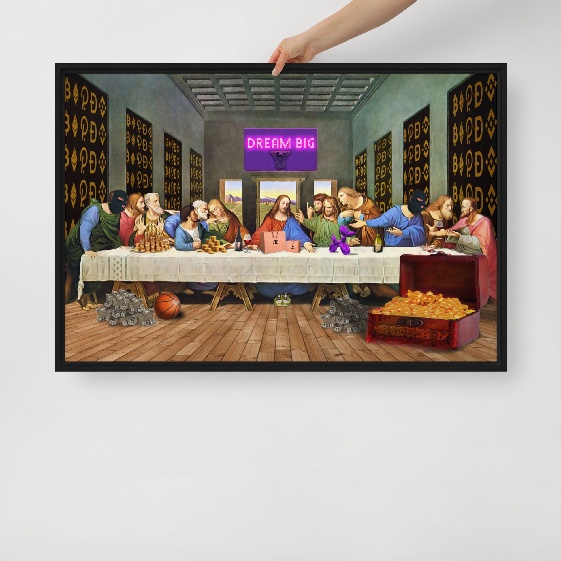 The Ultimate Gathering: Urban Last Supper Framed Wall Art Canvas - KingKanvas