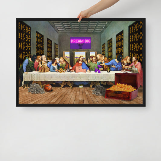 The Ultimate Gathering: Urban Last Supper Framed Wall Art Canvas - KingKanvas