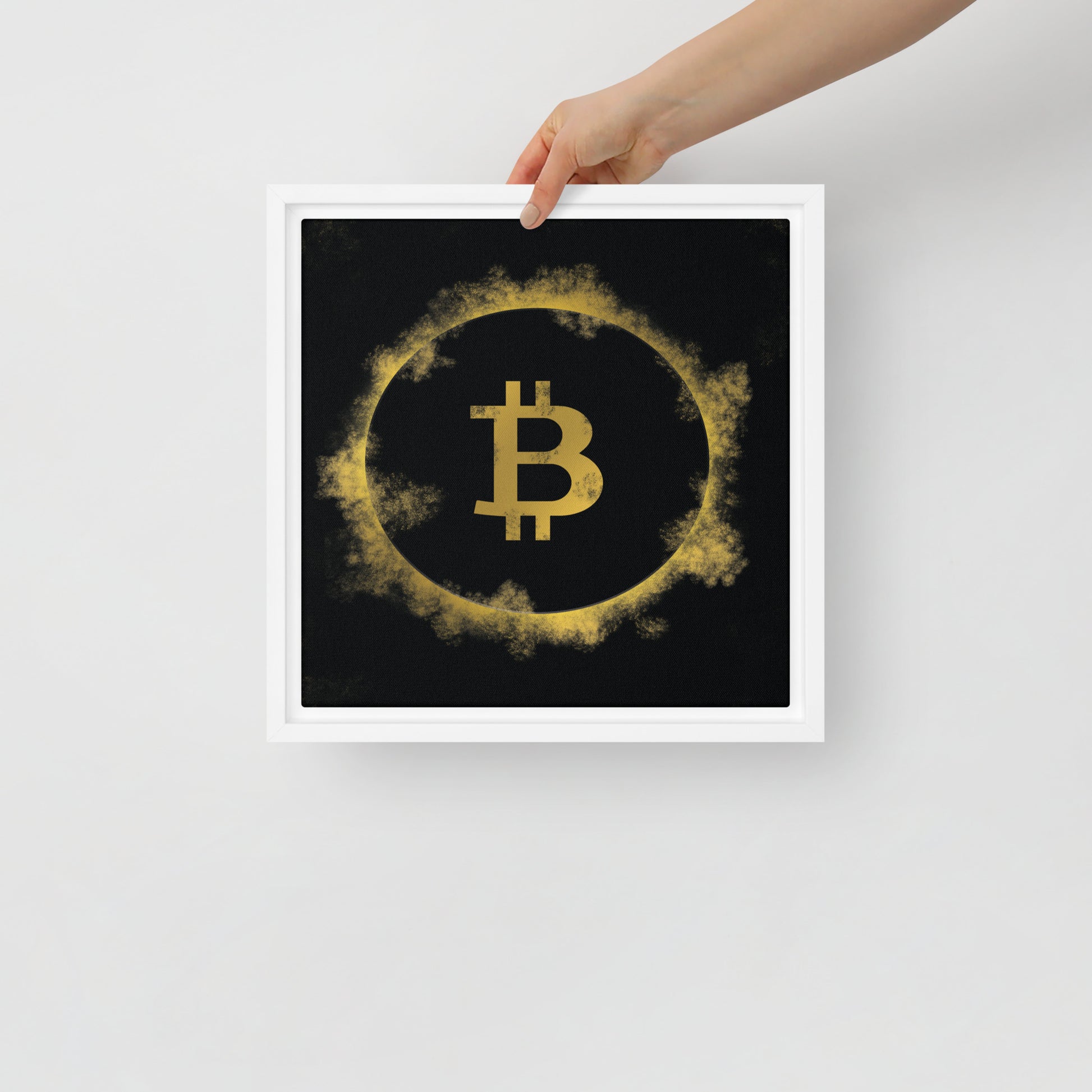 Framed Black & Gold Bitcoin Wall Art Canvas - KingKanvas
