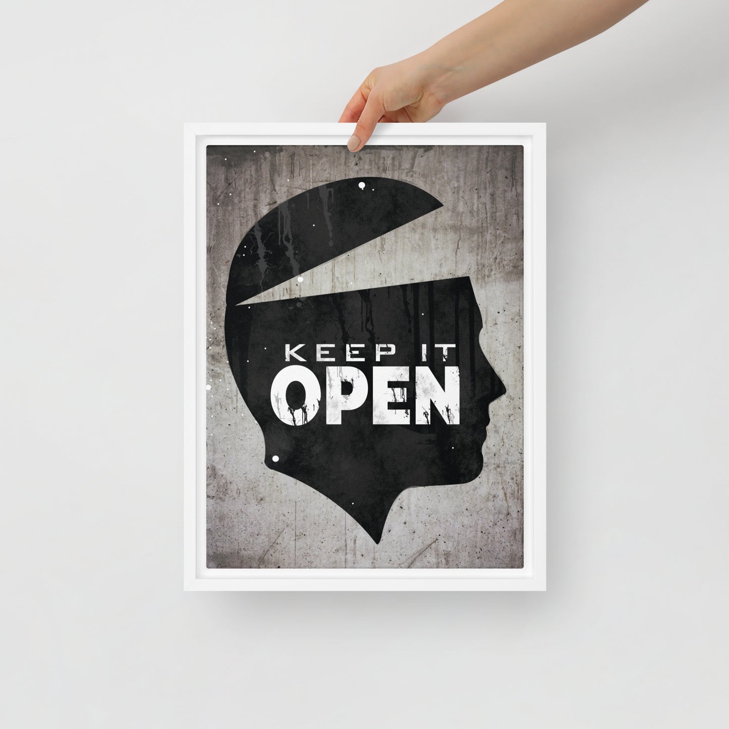 Framed Wall Canvas Decor With Inspiring Quote - "Keep It Open" - KingKanvas