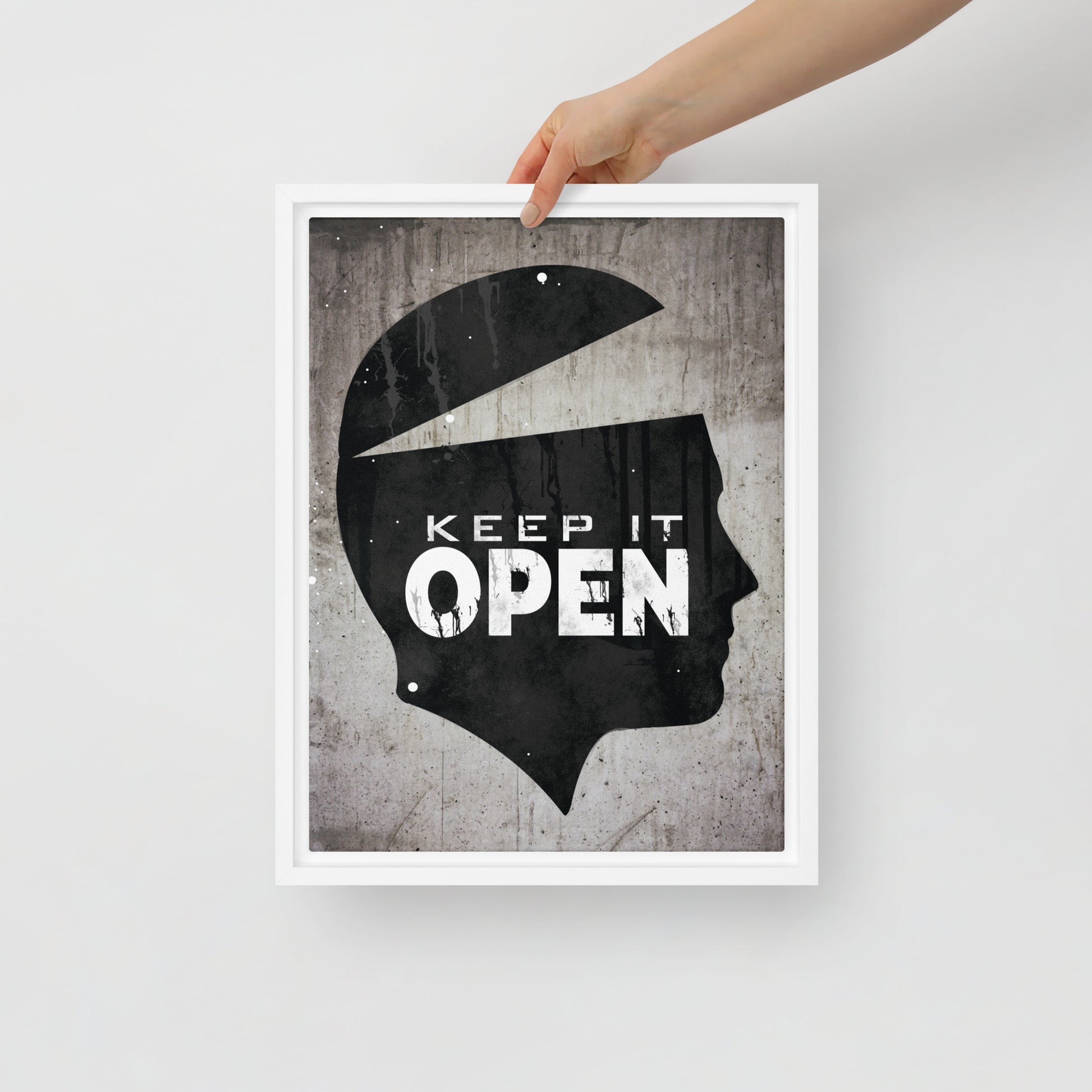 Framed Wall Canvas Decor With Inspiring Quote - "Keep It Open" - KingKanvas
