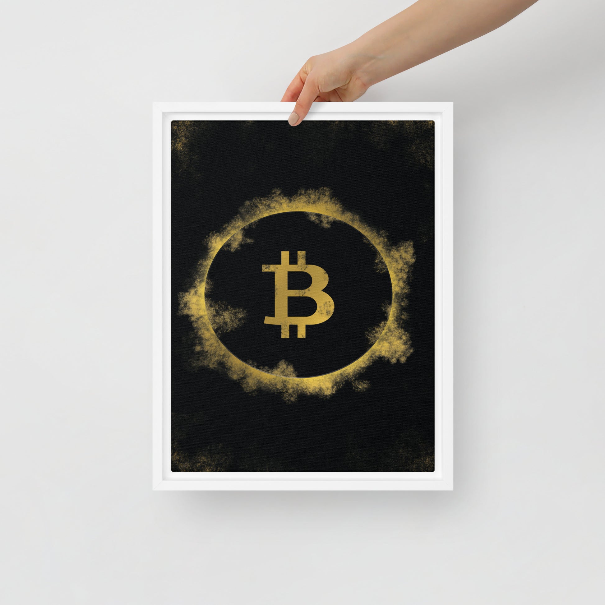Framed Black & Gold Bitcoin Wall Art Canvas - KingKanvas