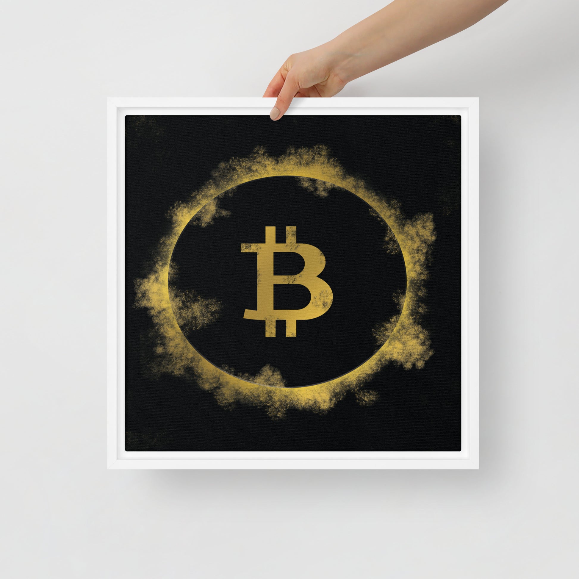 Framed Black & Gold Bitcoin Wall Art Canvas - KingKanvas